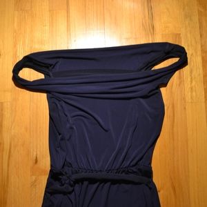 Off the Shoulder Navy Jersey Jumpsuit